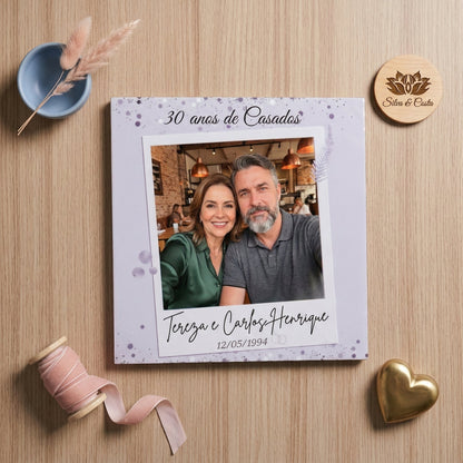 Azulejo Personalizado 20x20cm com Foto e Nome | Bodas/Aniversário de Casamento