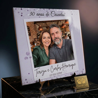 Azulejo Personalizado 20x20cm com Foto e Nome | Bodas/Aniversário de Casamento