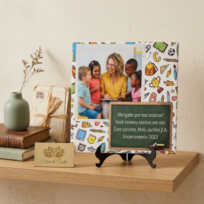 Azulejo Personalizado 20x20cm com Foto e Mensagem | Presente Professora