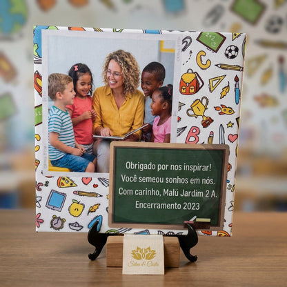Azulejo Personalizado 20x20cm com Foto e Mensagem | Presente Professora
