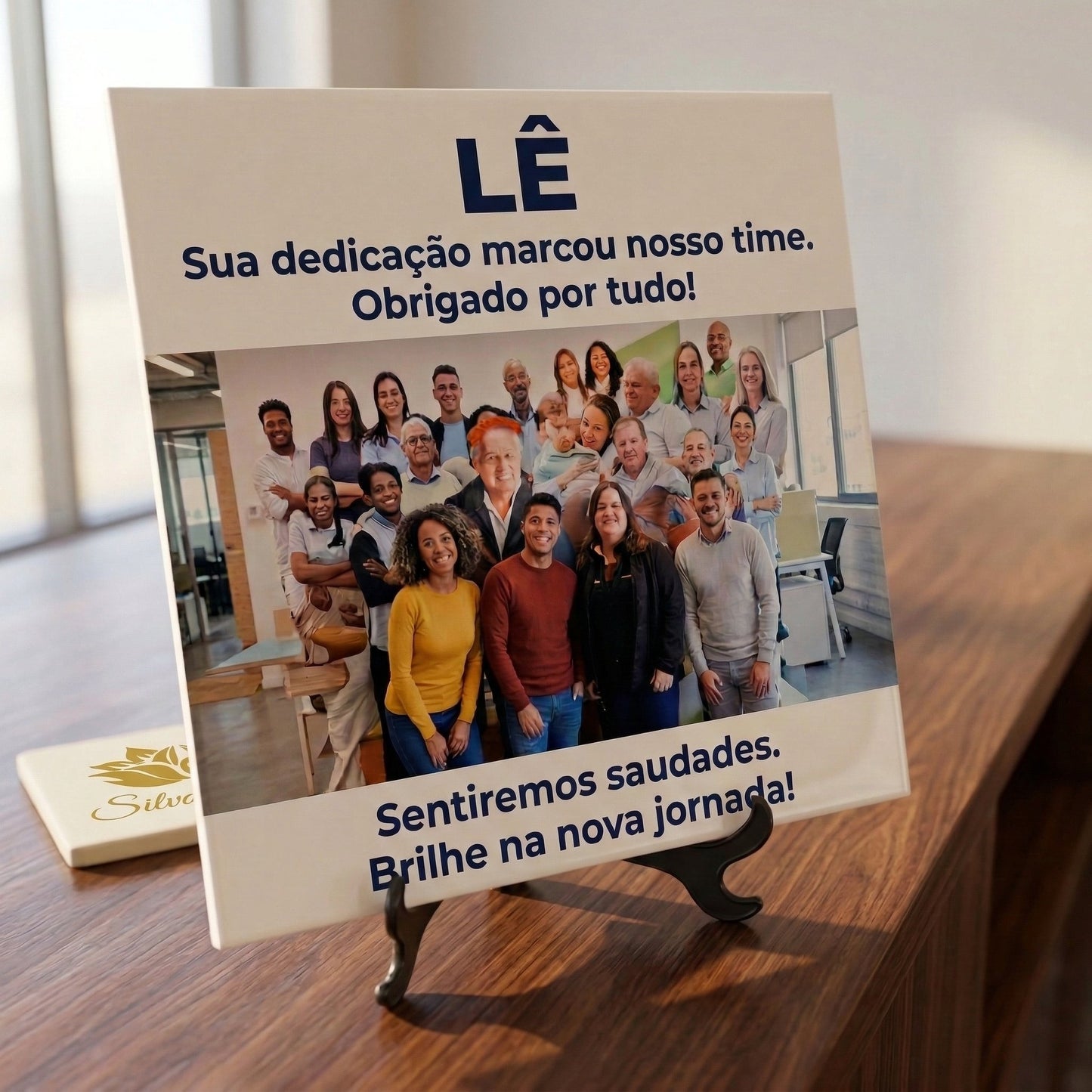 Azulejo personalizado 20x20cm com foto e frase | Agradecimento/Despedida