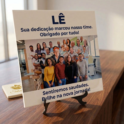 Azulejo personalizado 20x20cm com foto e frase | Agradecimento/Despedida