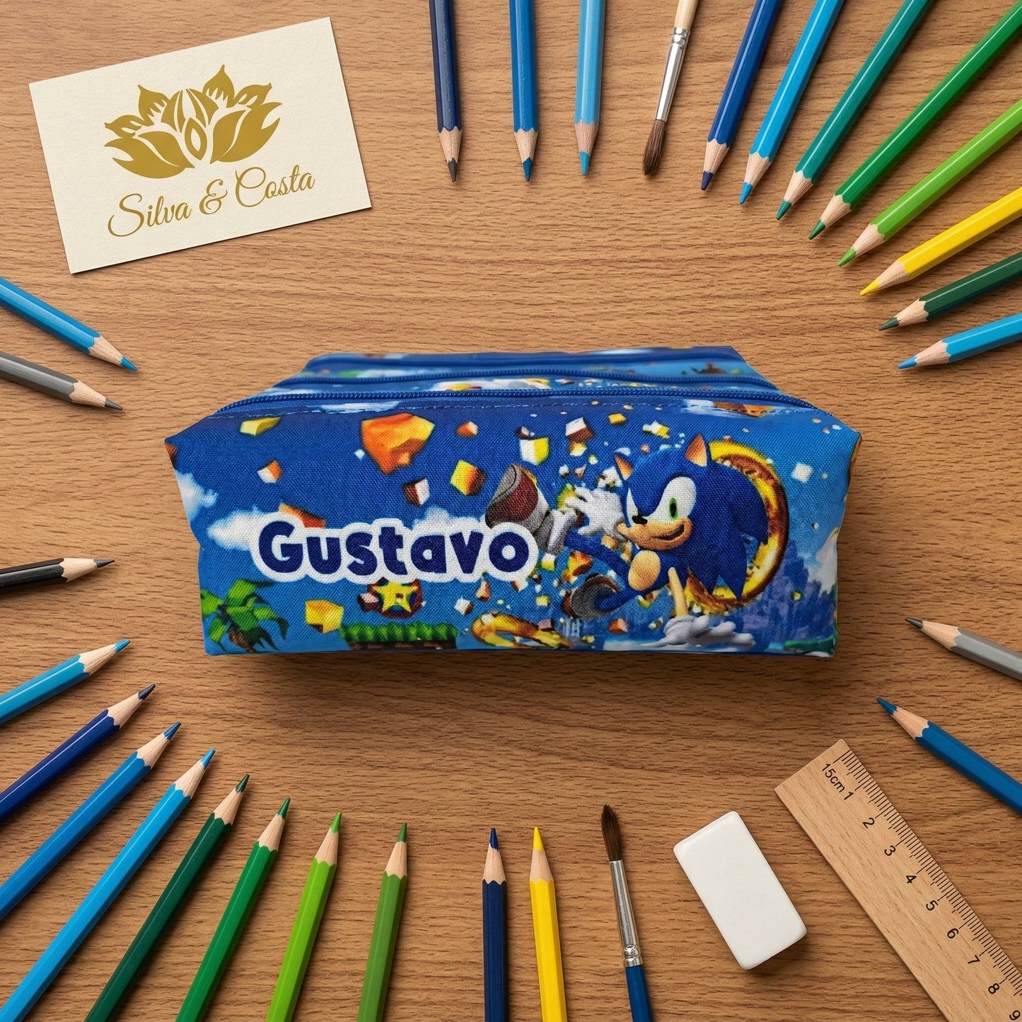 Estojo Personalizado com Nome e 3 divisórias | Infantil Escolar