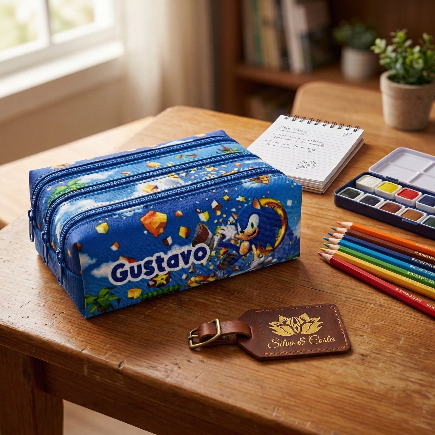 Estojo Personalizado com Nome e 3 divisórias | Infantil Escolar