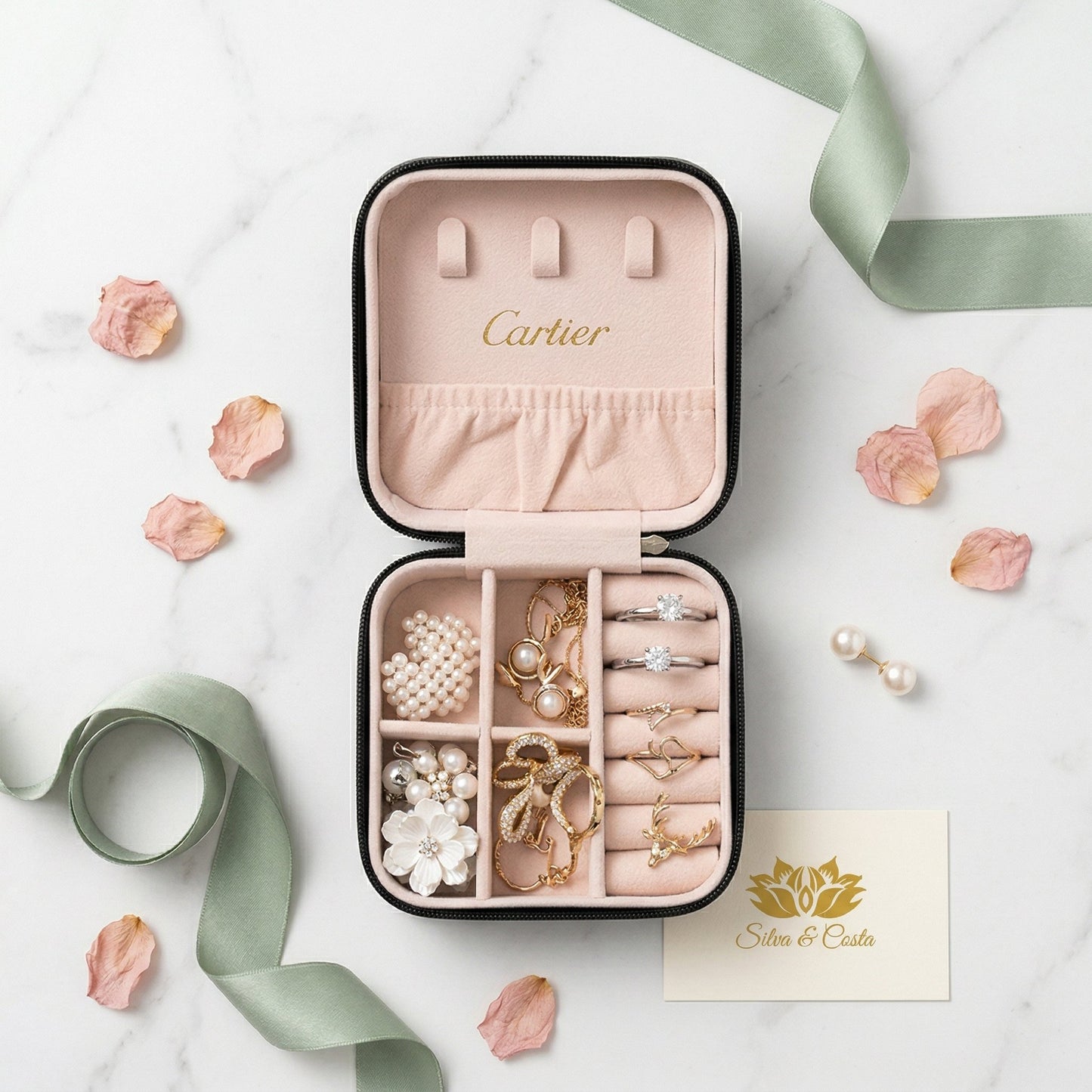 Porta-Joias Personalizado em Couro com Nome | Lembrança 15 Anos e Madrinhas