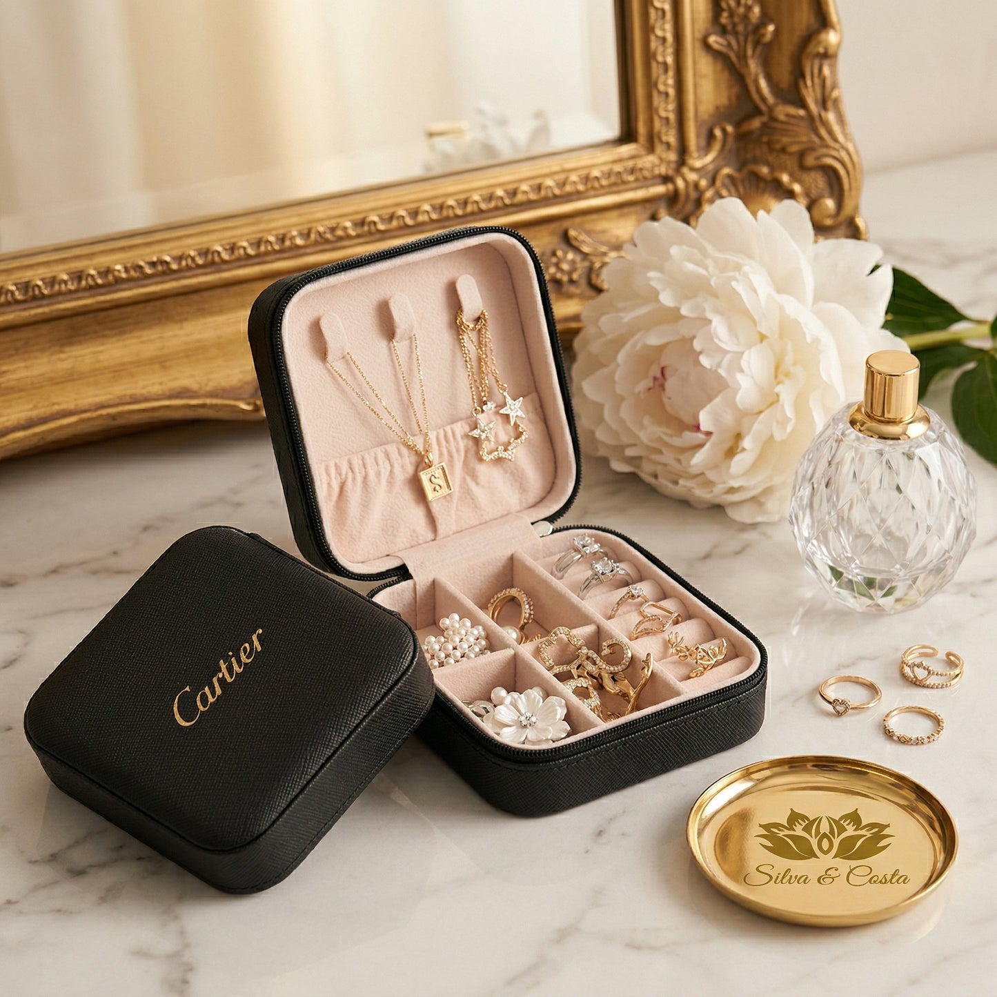 Porta-Joias Personalizado em Couro com Nome | Lembrança 15 Anos e Madrinhas