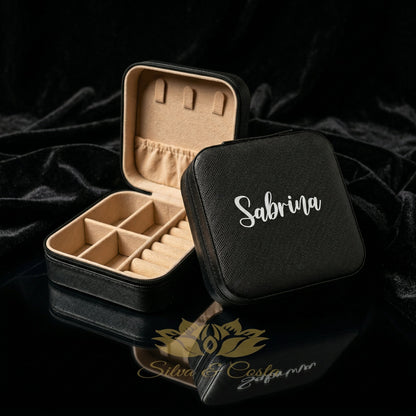 Porta-Joias Personalizado em Couro com Nome | Lembrança 15 Anos e Madrinhas