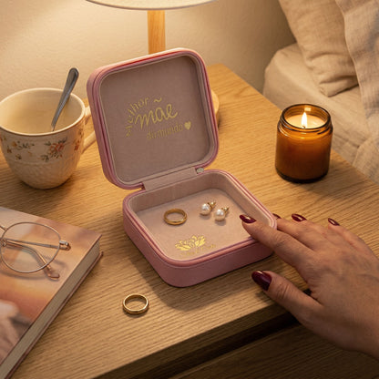 Porta-Joias Rosa Personalizado | Presente Melhor Mãe do Mundo