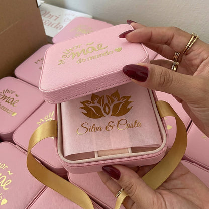 Porta-Joias Rosa Personalizado | Presente Melhor Mãe do Mundo