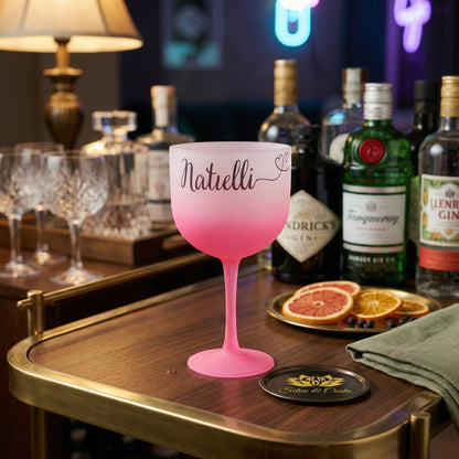 Taça gin acrílico degradê rosa Personalizada com Nome — Presente feminino
