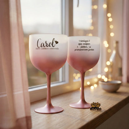 Taça gin acrílico personalizada com nome e frase — Presente para ela