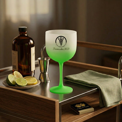 Taça Gin Acrílico Personalizada com Nome — Presente Neon Branco/Verde