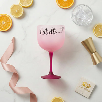 Taça gin acrílico degradê rosa Personalizada com Nome — Presente feminino