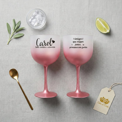 Taça gin acrílico personalizada com nome e frase — Presente para ela