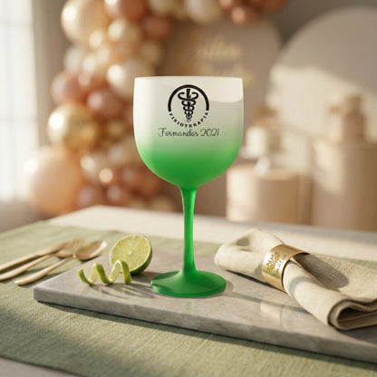 Taça Gin Acrílico Personalizada com Nome — Presente Neon Branco/Verde