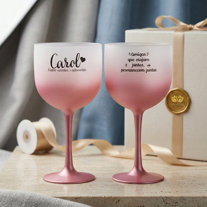 Taça gin acrílico personalizada com nome e frase — Presente para ela
