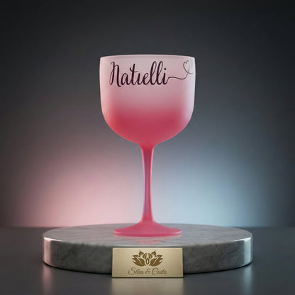 Taça gin acrílico degradê rosa Personalizada com Nome — Presente feminino