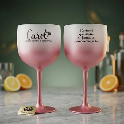 Taça gin acrílico personalizada com nome e frase — Presente para ela