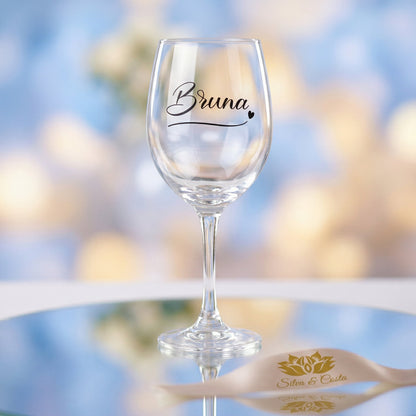 Taça de Vidro Personalizada com Nome | Lembrança Casamento