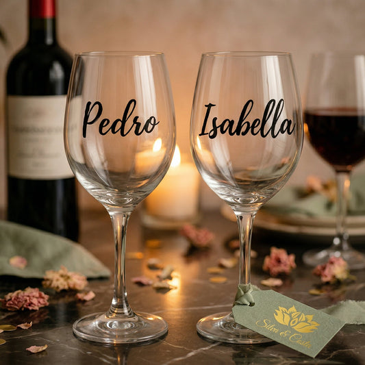 Taça de Vidro Personalizada com Nome | Casamento e Sobremesa