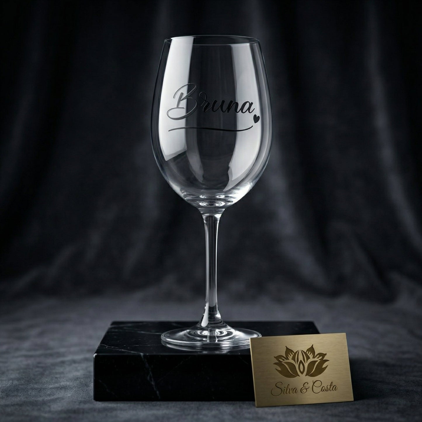 Taça de Vidro Personalizada com Nome | Lembrança Casamento