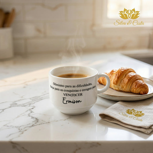 Xícara Porcelana Personalizada c/ Nome | Café e Presente