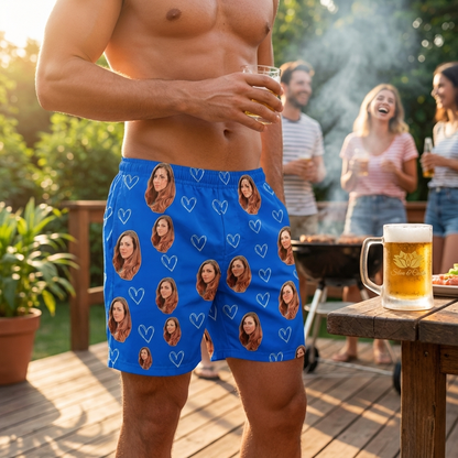 Samba Canção Azul Royal Foto e Coração Vazado Personalizada