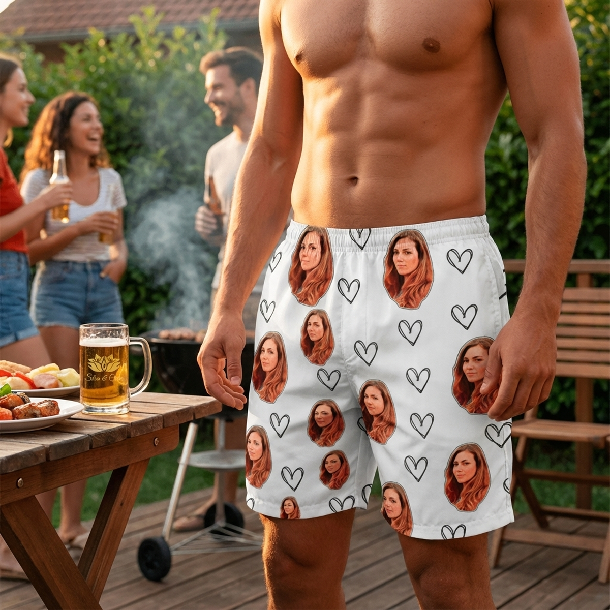 Samba Canção Branca Foto e Coração Vazado Personalizada