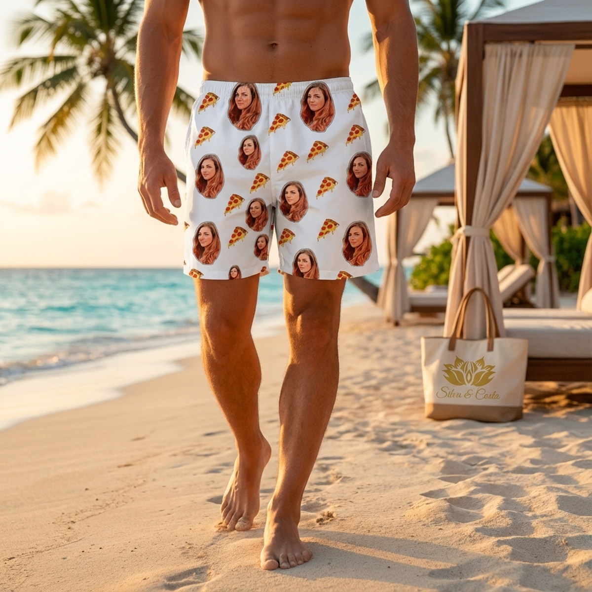 Samba Canção Branca Foto e Pizza Personalizada