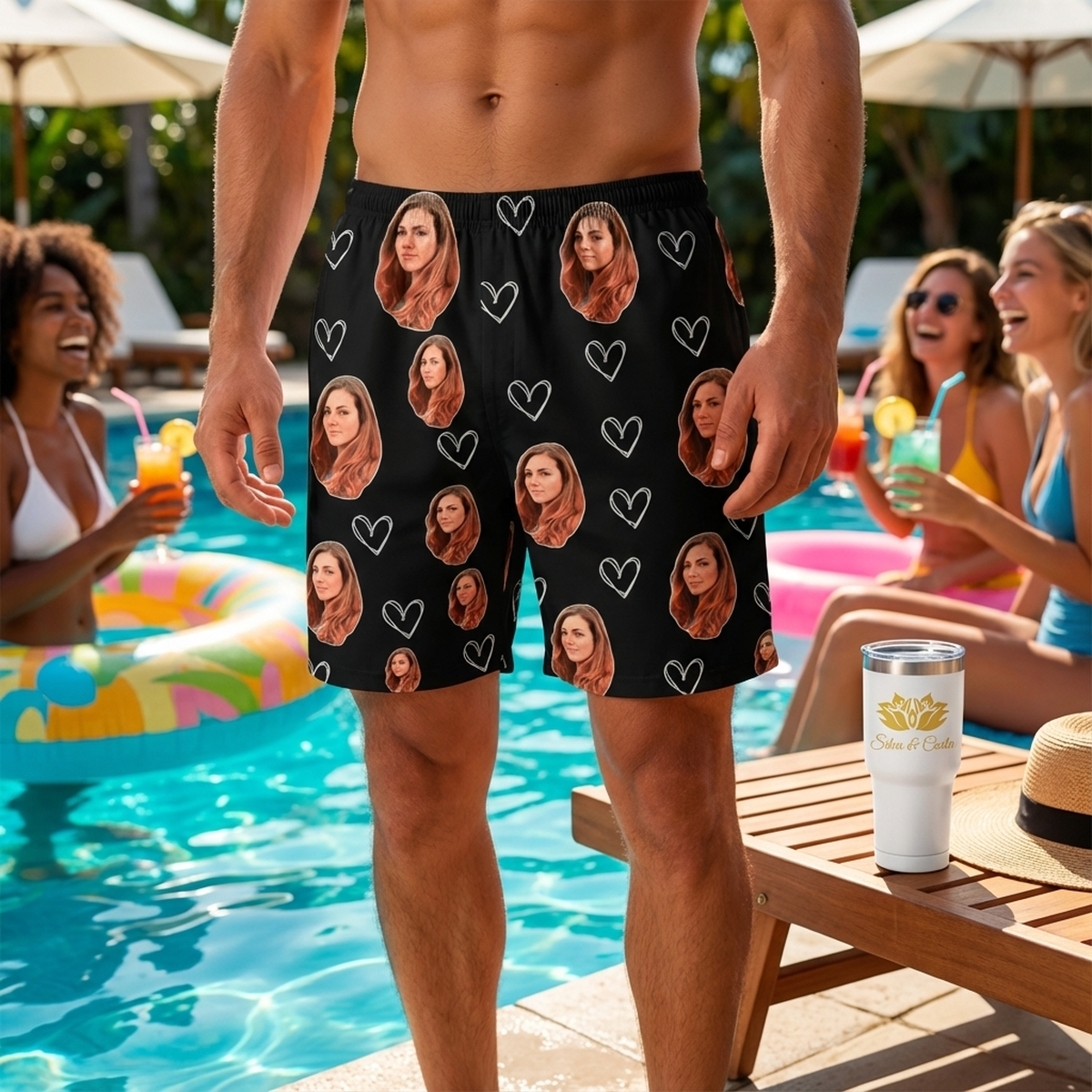 Samba Canção Preta Foto e Coração Vazado Personalizada