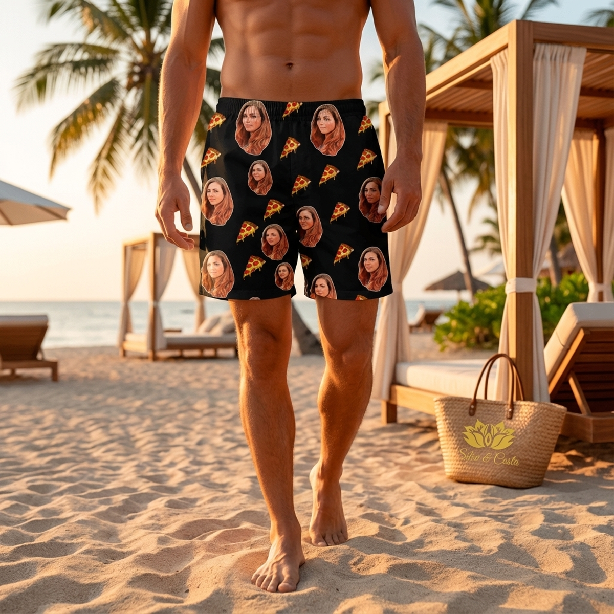 Samba Canção Preta Foto e Pizza Personalizada