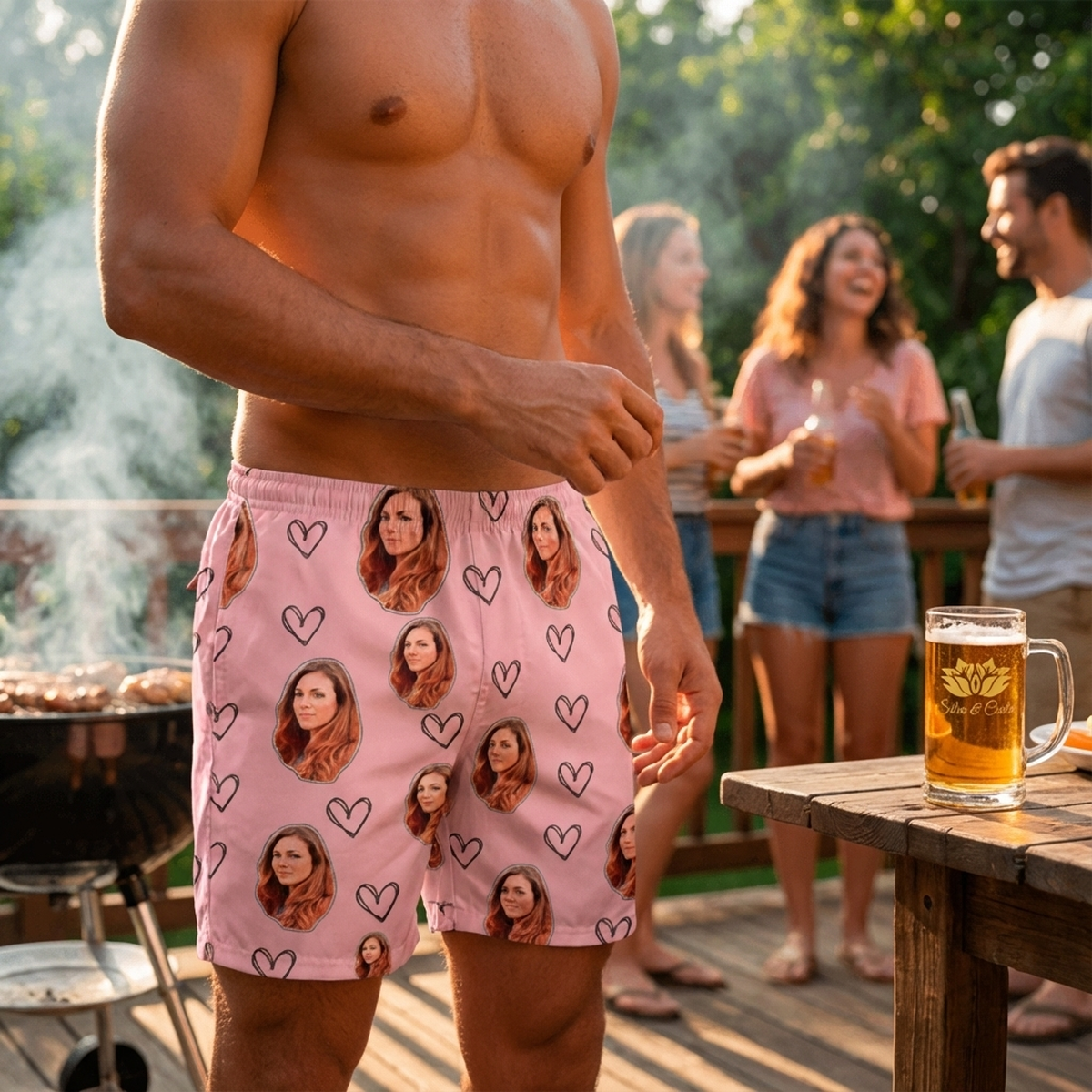 Samba Canção Rosa Foto e Coração Vazado Personalizada