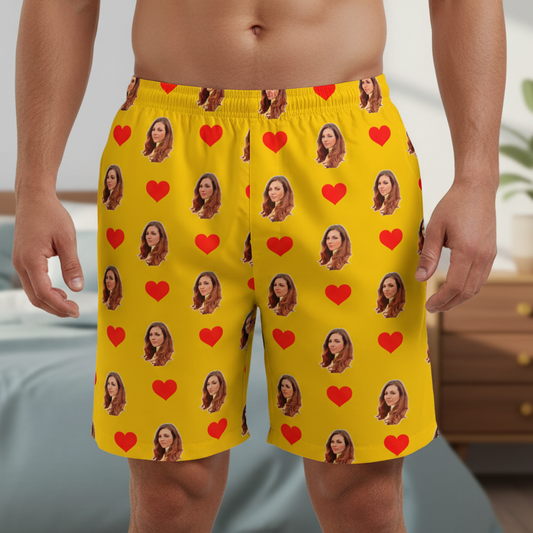 Samba Canção Amarela Personalizada Com Fotos e Corações Presente Casal