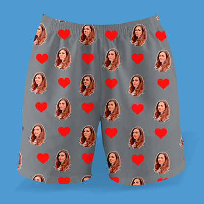 Samba Canção Cinza Personalizada Com Fotos e Corações Presente Casal