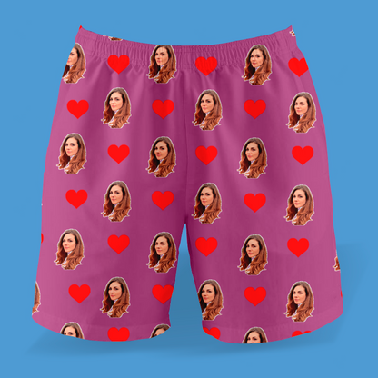 Samba Canção Purpura Personalizada Com Fotos e Corações Presente Casal