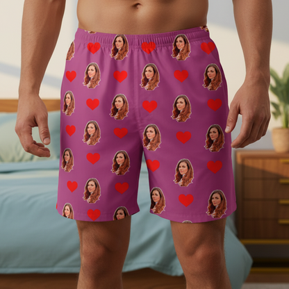 Samba Canção Purpura Personalizada Com Fotos e Corações Presente Casal