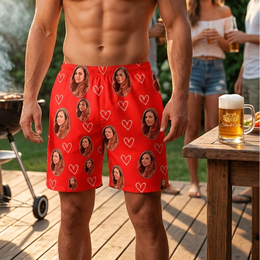 Samba Canção Vermelho Foto e Coração Vazado Personalizada