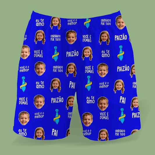 Samba Canção Azul Royal Melhor Pai Paizão Dia dos Pais com foto