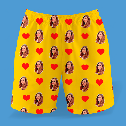 Samba Canção Amarela Personalizada Com Fotos e Corações Presente Casal