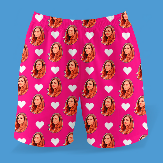 Samba Canção Pink Personalizada Com Fotos e Corações Presente Casal