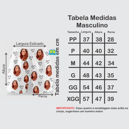 Samba Canção Laranja Personalizada Com Fotos e Corações Presente Casal