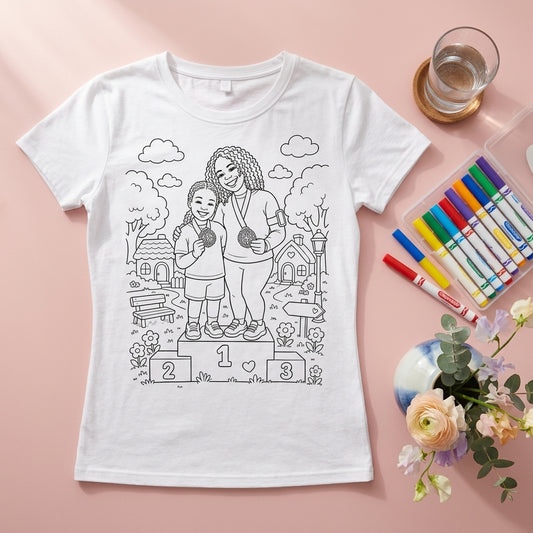 Camiseta Baby Look Feminina para Pintar Personalizada — Desenho da sua Foto