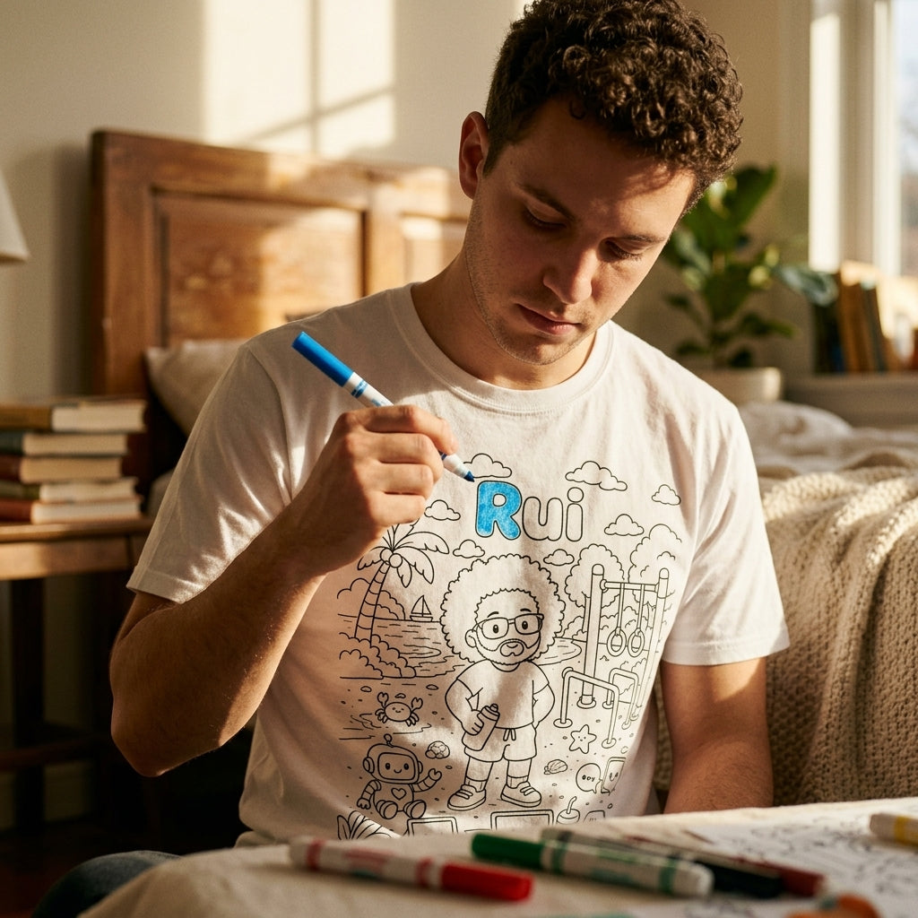 Camiseta Branca para Pintar Personalizada — Desenho da sua Foto