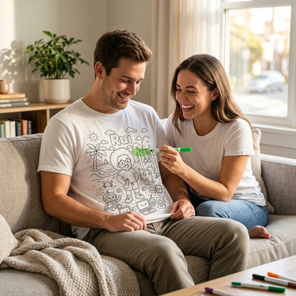 Camiseta Branca para Pintar Personalizada — Desenho da sua Foto