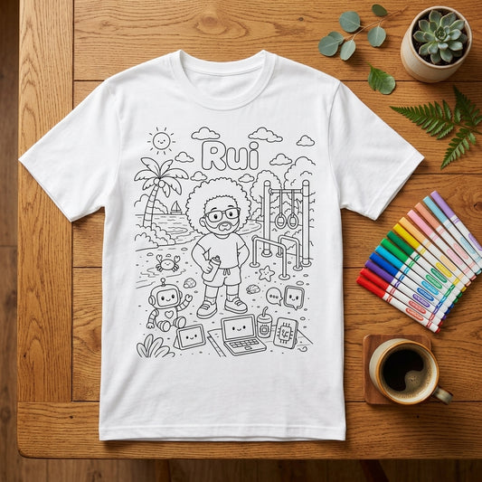 Camiseta Unissex Branca para Pintar Personalizada Desenho da sua Foto