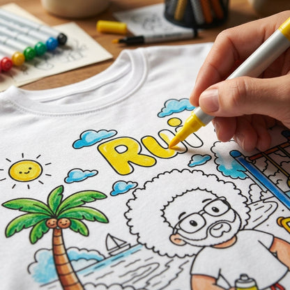 Camiseta Branca para Pintar Personalizada — Desenho da sua Foto