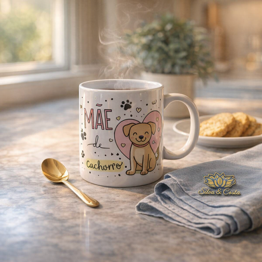 Caneca Personalizada com Foto e Nome — Presente para Mãe de Cachorro