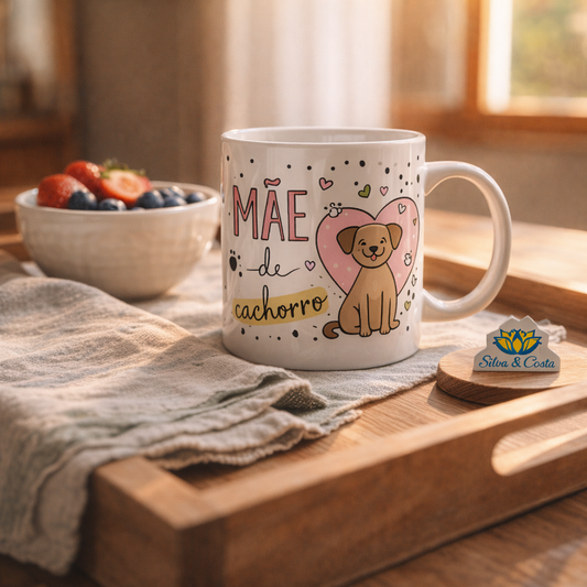 Caneca Personalizada com Foto e Nome — Presente para Mãe de Cachorro