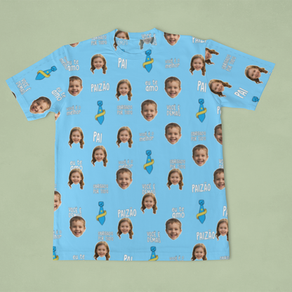 Camiseta Azul Melhor Pai Paizão Dia dos Pais com foto
