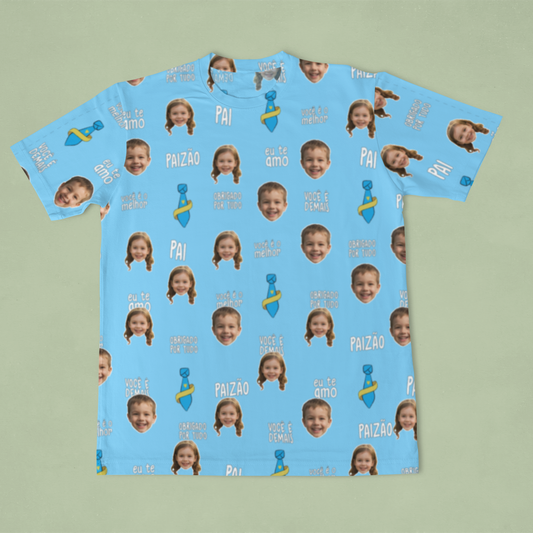 Camiseta Azul Melhor Pai Paizão Dia dos Pais com foto